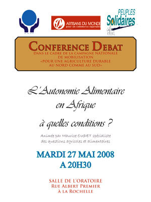 Photo : Agriculture durable : confrence  La Rochelle, mardi 27 mai 08