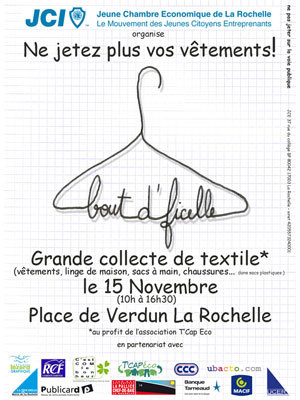Photo : La Rochelle - Bout d'ficelle : grande collecte de textile avec la J.C.E le 15/11