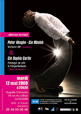 Photo : Danse au C.C.N de La Rochelle :Peter Nkoghe et Sophie Carlin, mardi 12 mai 09