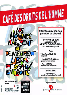 Photo : Café des droits de l'Homme à La Rochelle mercredi 28 avril 2010