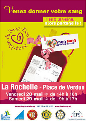 Photo : La Rochelle : mon sang pour les autres, vend. 28 et sam. 29 mai 2010