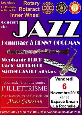 Photo : Jazz  La Rochelle : hommage  Benny Goodman et lutte contre l'illettrisme, vend. 6 novembre 2015