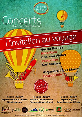 Photo : Orchestre Sortilge : concerts gratuits  Nieul-sur-Mer, Vouneuil et Saint-Maixent ; 4-5-6 aot 2017